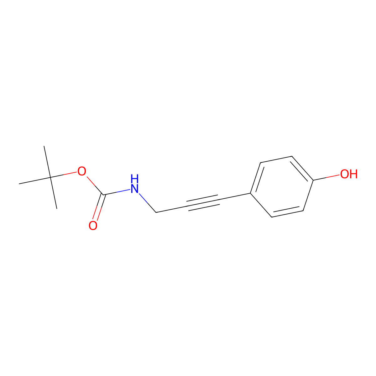 tert-butyl N-[3-(4-hydroxyphenyl)prop-2-yn-1-yl]carbamate molecular structure, CAS 2600868-29-7