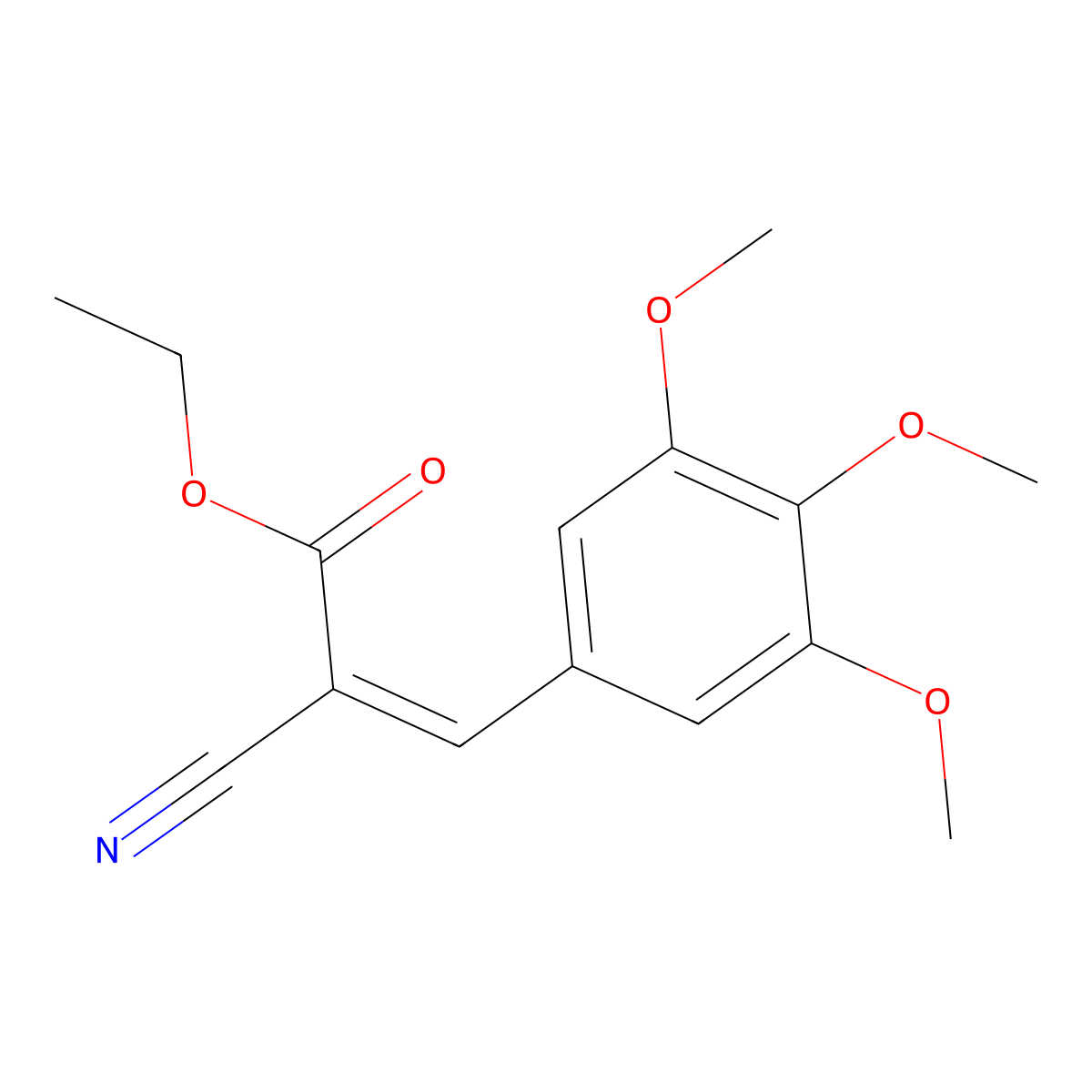 2-Propenoic acid, 2-cyano-3-(3,4,5-trimethoxyphenyl)-, ethyl ester molecular structure, CAS 2601-03-8