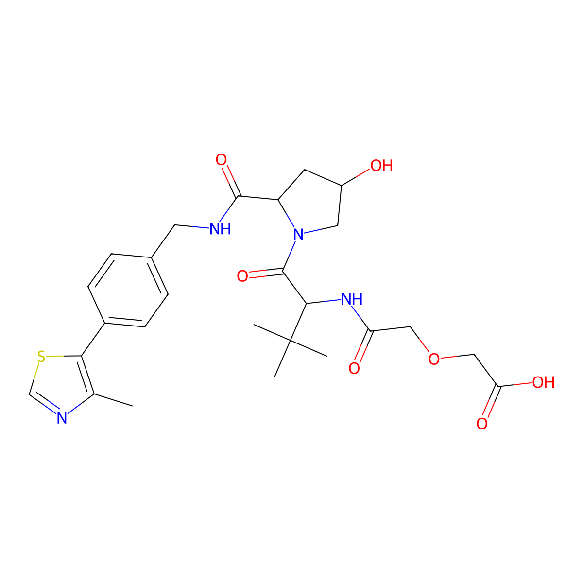 2-[2-[[(1R)-1-[(2R,4S)-4-hydroxy-2-[[4-(4-methylthiazol-5-yl)phenyl]methylcarbamoyl]pyrrolidine-1-carbonyl]-2,2-dimethyl-propyl]amino]-2-oxo-ethoxy]acetic acid molecular structure, CAS 2601727-71-1
