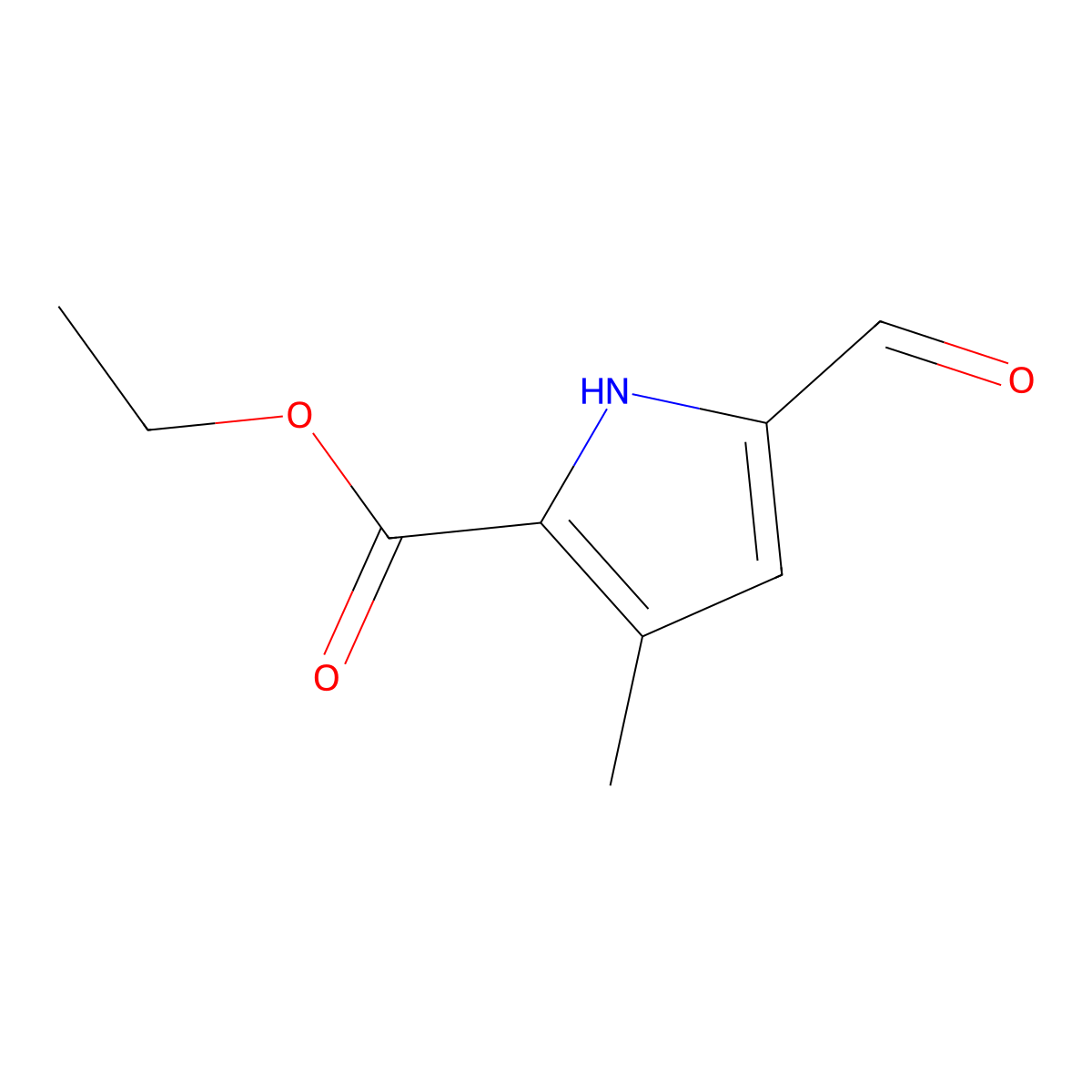 ethyl 5-formyl-3-methyl-1H-pyrrole-2-carboxylate molecular structure, CAS 26018-30-4