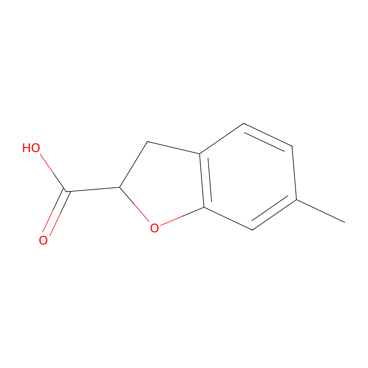 6-Methyl-2,3-dihydrobenzofuran-2-carboxylic acid molecular structure, CAS 26018-42-8