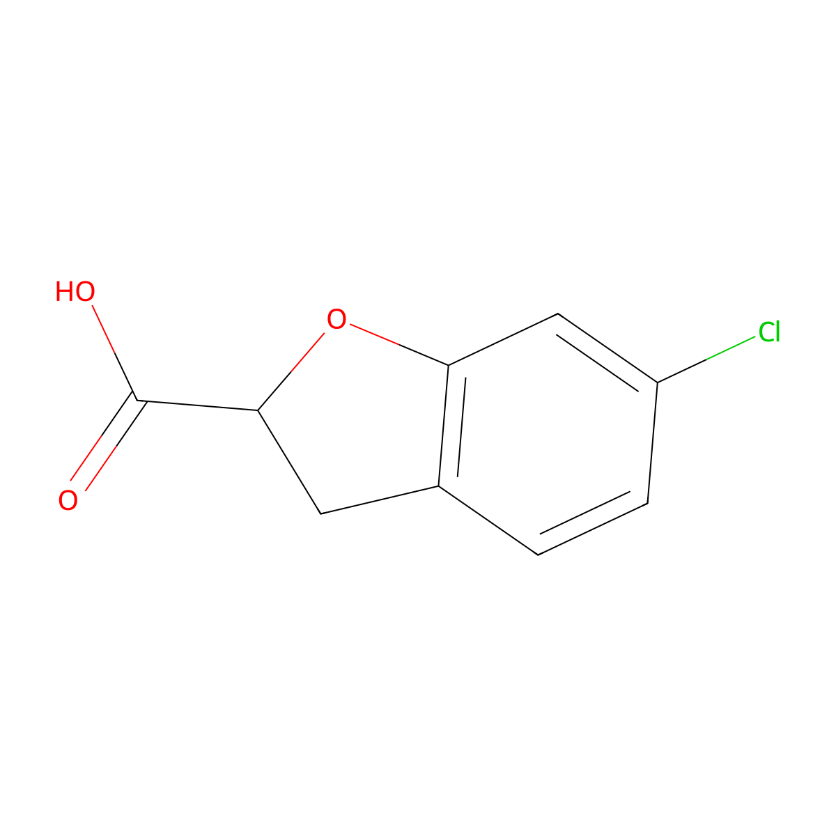 6-Chloro-2,3-dihydrobenzofuran-2-carboxylic acid molecular structure, CAS 26018-49-5
