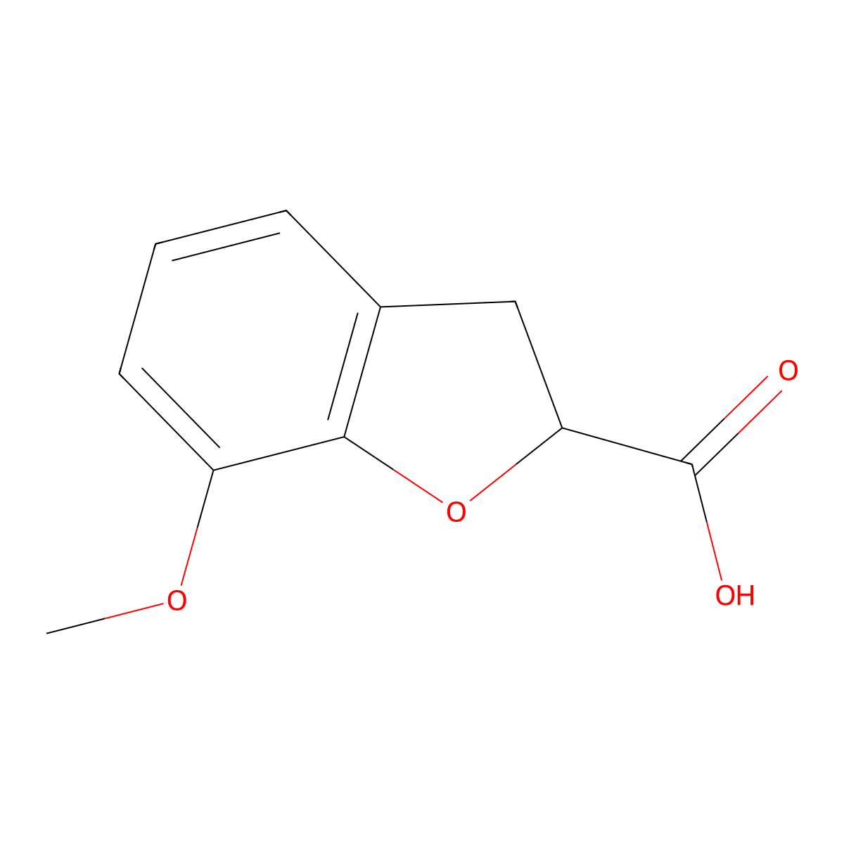7-Methoxy-2,3-dihydro-1-benzofuran-2-carboxylic acid molecular structure, CAS 26018-52-0