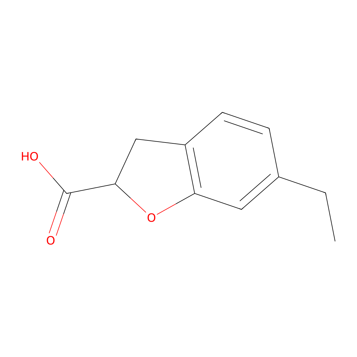 6-Ethyl-2,3-dihydrobenzofuran-2-carboxylic acid molecular structure, CAS 26018-64-4