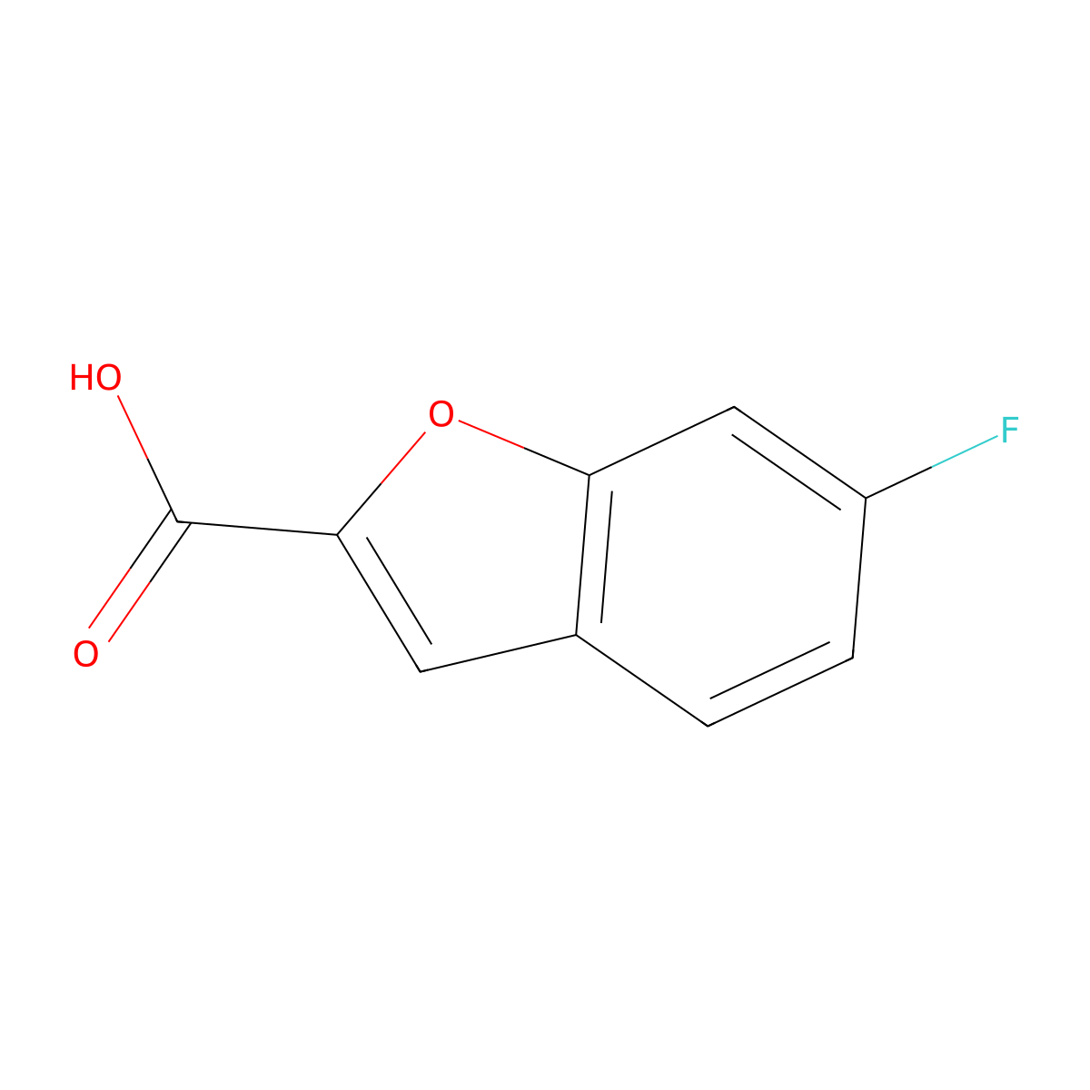 6-Fluoro-1-benzofuran-2-carboxylic acid molecular structure, CAS 26018-66-6