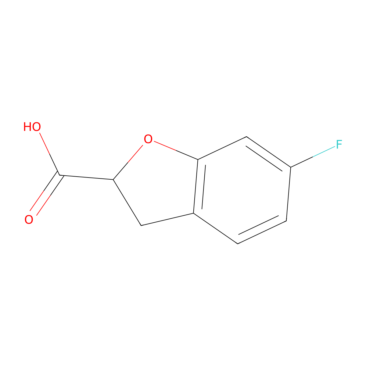 6-Fluoro-2,3-dihydro-2-benzofurancarboxylic acid molecular structure, CAS 26018-67-7