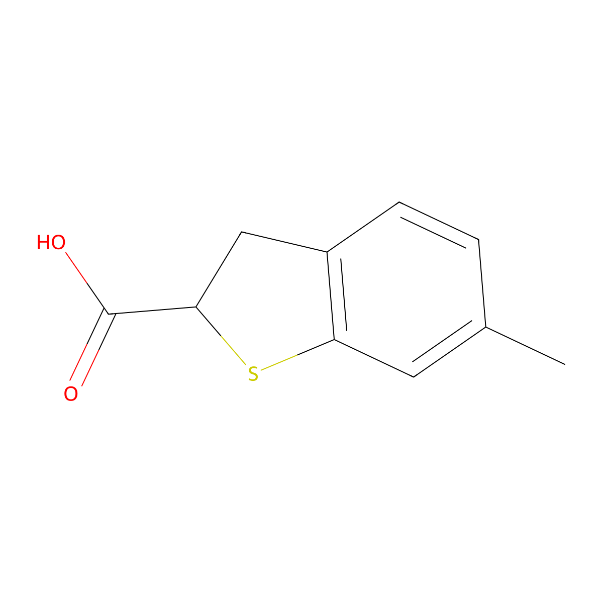 6-Methyl-2,3-dihydro-1-benzothiophene-2-carboxylic acid molecular structure, CAS 26018-71-3