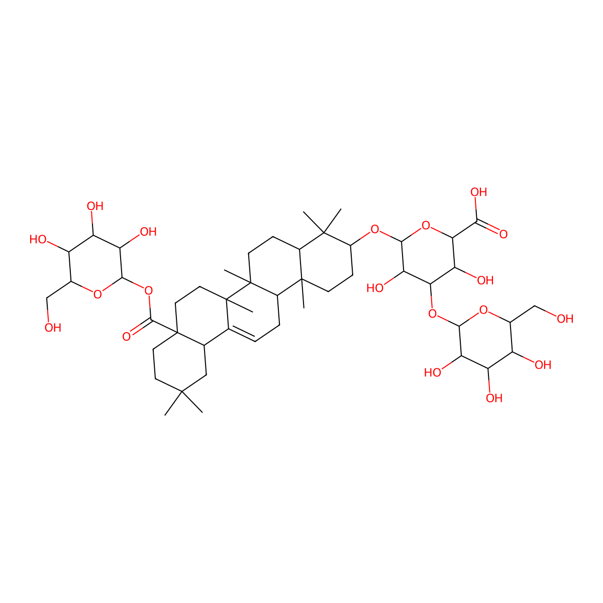 (2S,3S,4S,5R,6R)-6-[[(3S,6aR,6bS,8aS,14bR)-4,4,6a,6b,11,11,14b-heptamethyl-8a-[(2S,3R,4S,5S,6R)-3,4,5-trihydroxy-6-(hydroxymethyl)oxan-2-yl]oxycarbonyl-1,2,3,4a,5,6,7,8,9,10,12,12a,14,14a-tetradecahydropicen-3-yl]oxy]-3,5-dihydroxy-4-[(2S,3R,4S,5R,6R)-3,4,5-trihydroxy-6-(hydroxymethyl)oxan-2-yl]oxyoxane-2-carboxylic acid molecular structure, CAS 26020-29-1