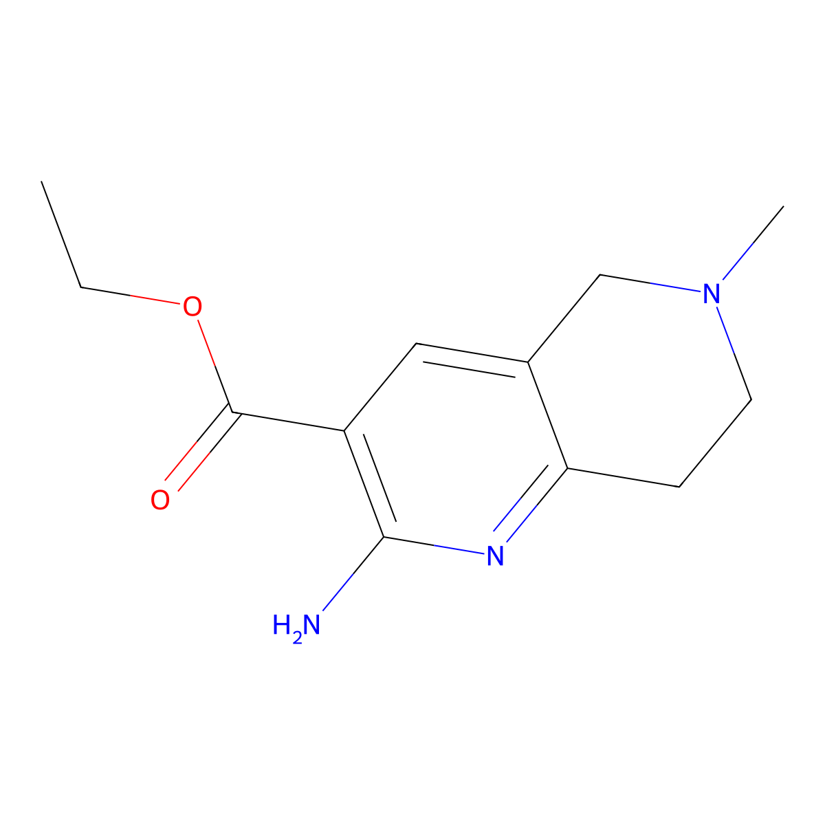 Ethyl 2-amino-6-methyl-5,6,7,8-tetrahydro-1,6-naphthyridine-3-carboxylate molecular structure, CAS 260247-85-6