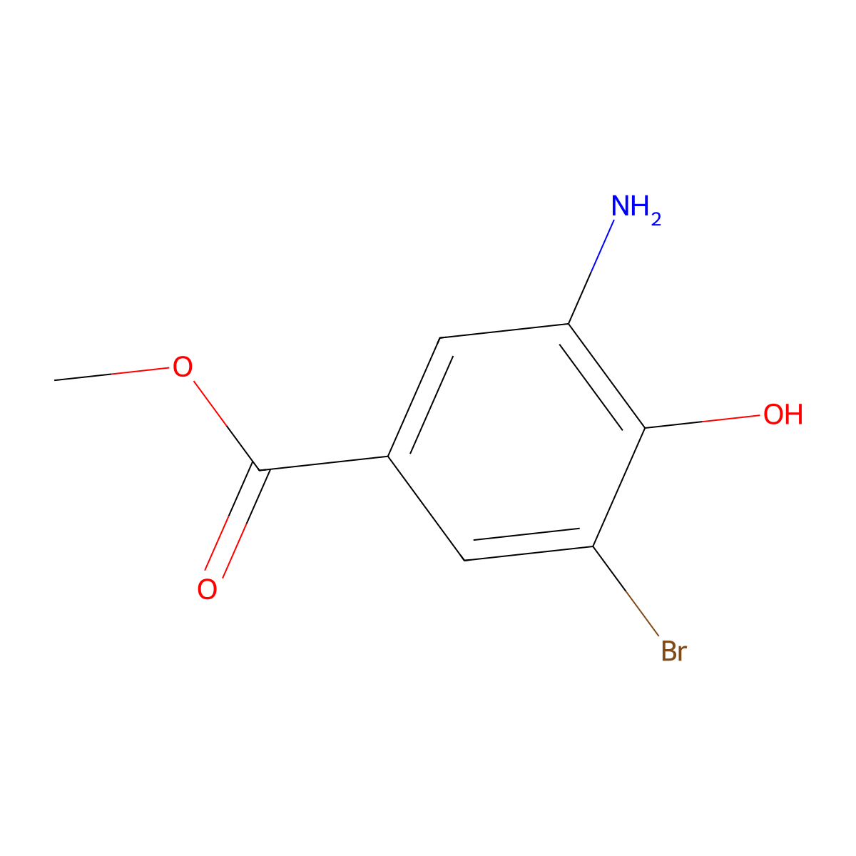 Methyl 3-amino-5-bromo-4-hydroxybenzoate molecular structure, CAS 260249-10-3