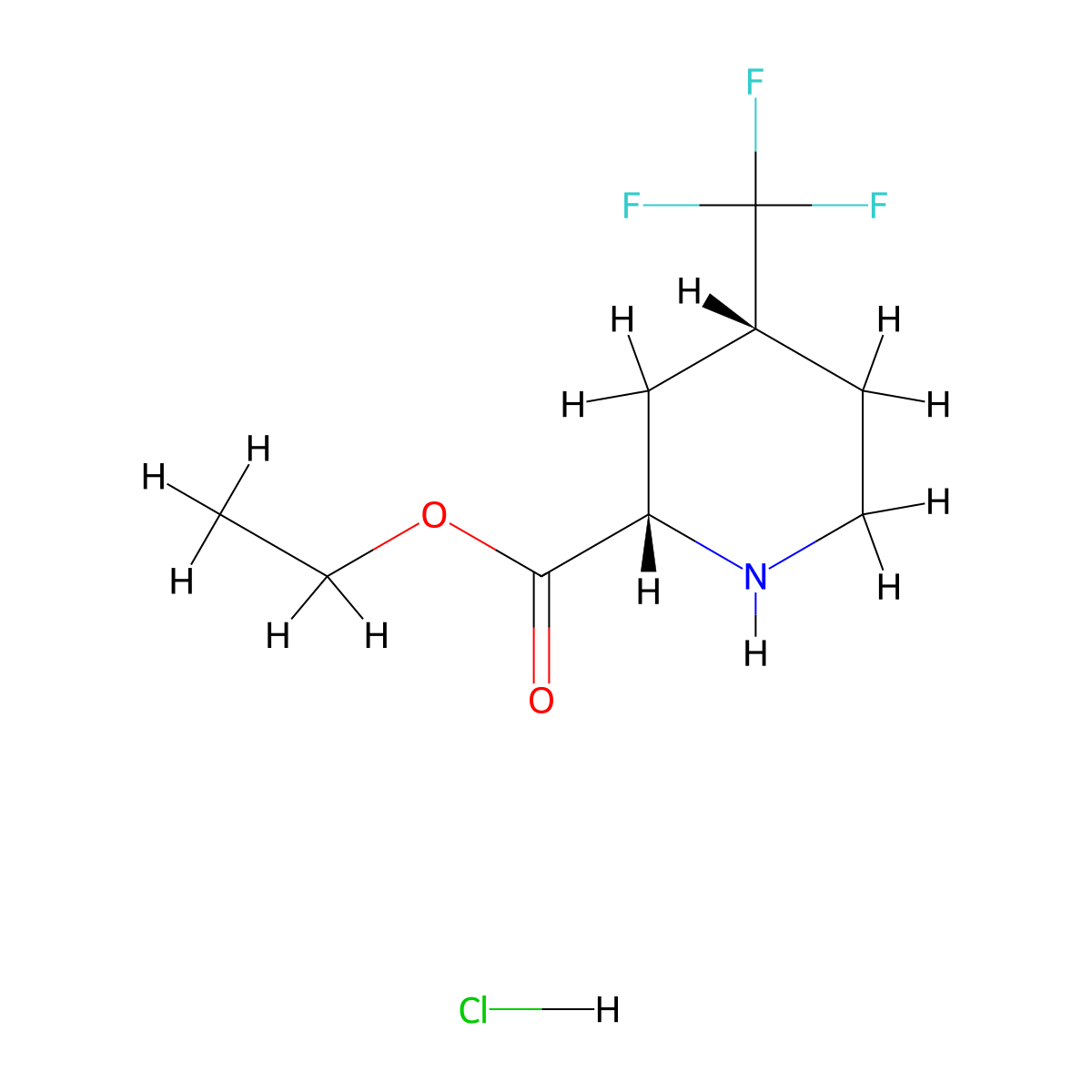 cis-4-Trifluoromethyl-piperidine-2-carboxylic acid ethyl ester hydrochloride molecular structure, CAS 2602495-18-9