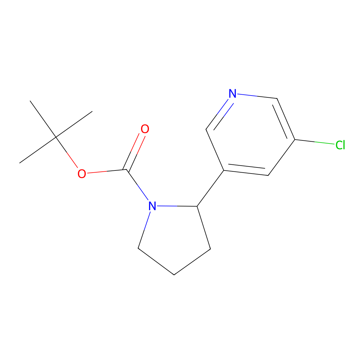 tert-butyl (2R)-2-(5-chloropyridin-3-yl)pyrrolidine-1-carboxylate molecular structure, CAS 2602495-19-0