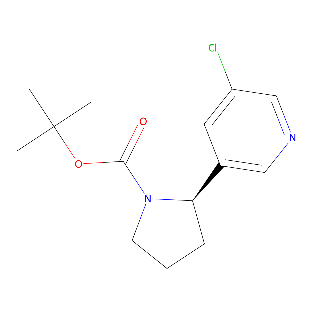 tert-butyl (2R)-2-(5-chloropyridin-3-yl)pyrrolidine-1-carboxylate molecular structure, CAS 2602495-19-0