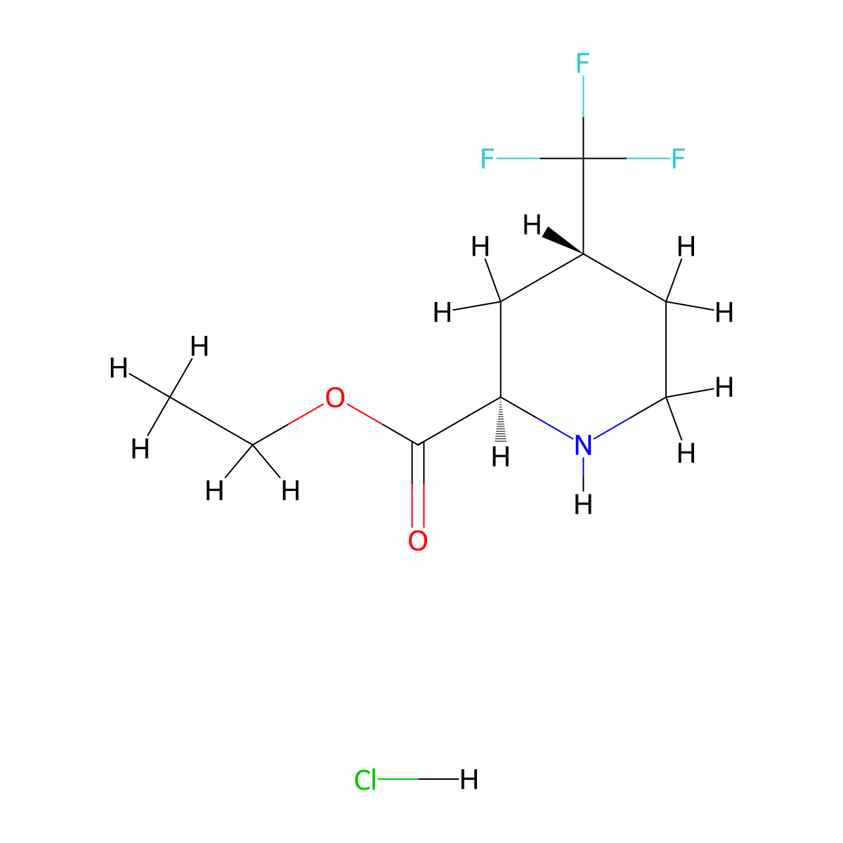 trans-4-Trifluoromethyl-piperidine-2-carboxylic acid ethyl ester hydrochloride molecular structure, CAS 2602495-25-8