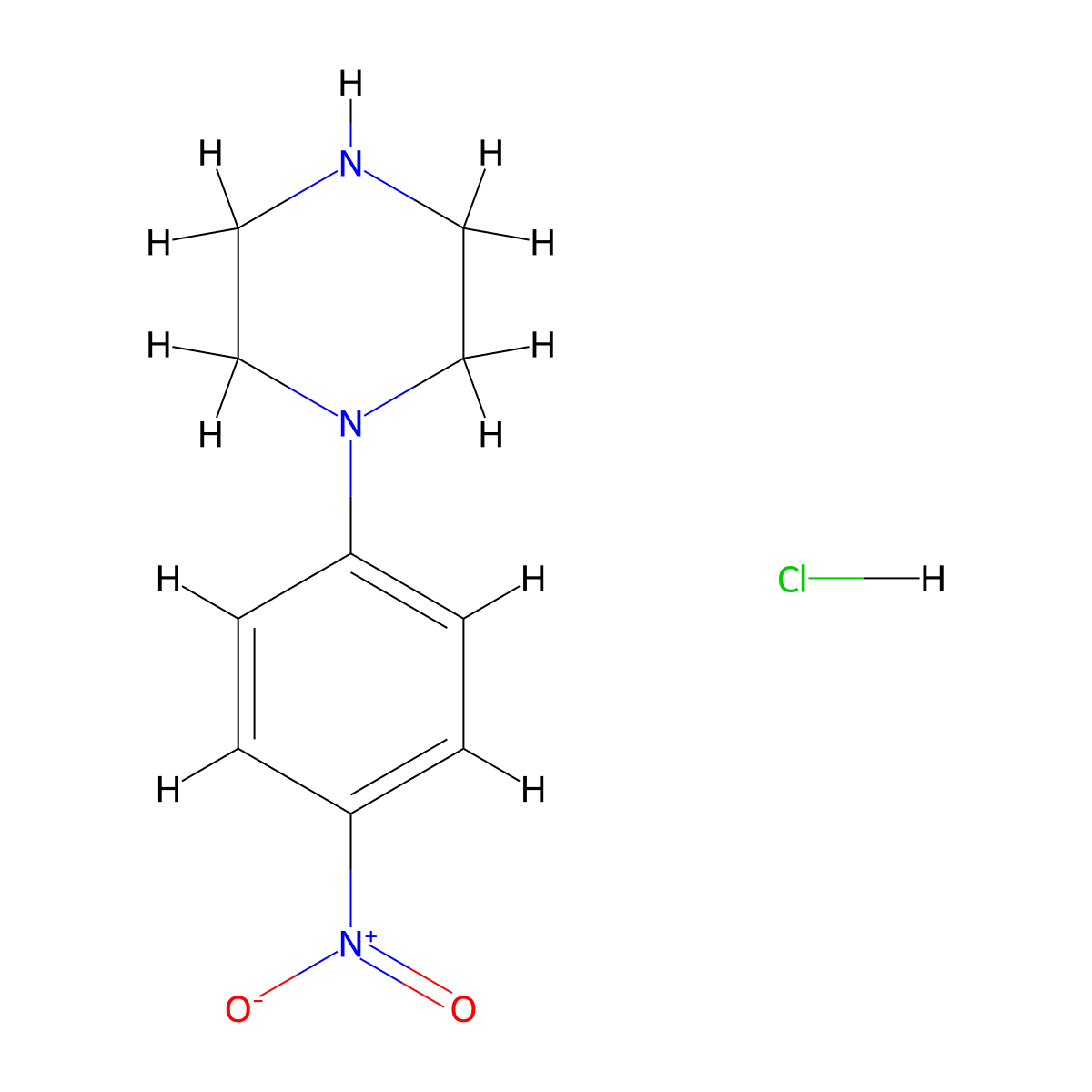 1-(4-Nitrophenyl)piperazine hydrochloride molecular structure, CAS 260252-87-7