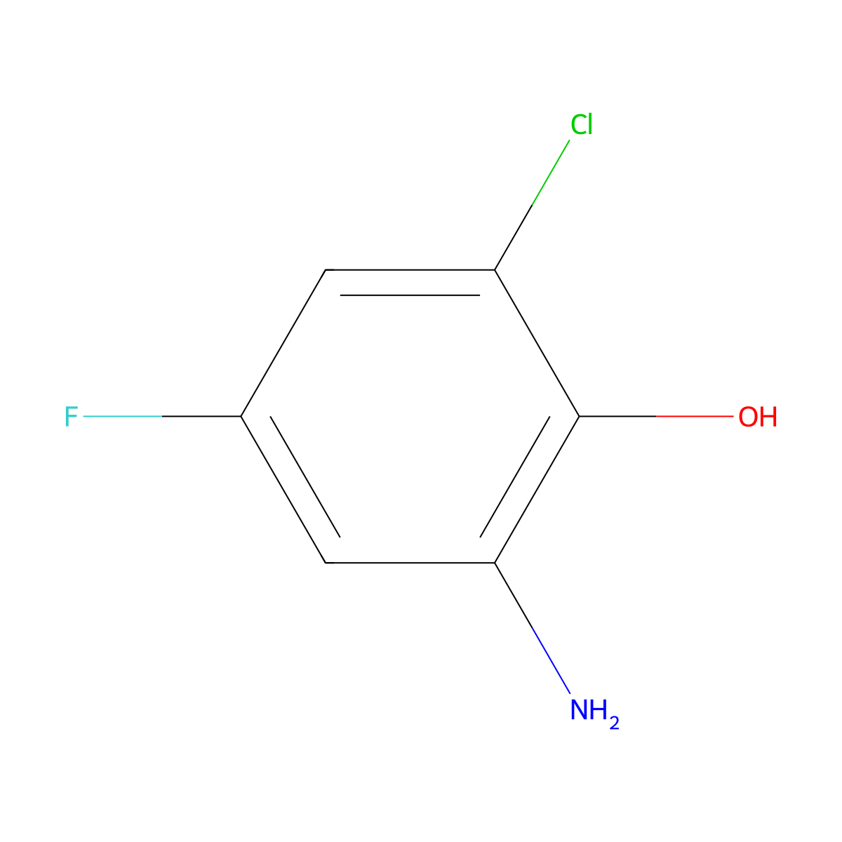 2-Amino-6-chloro-4-fluorophenol molecular structure, CAS 260253-17-6
