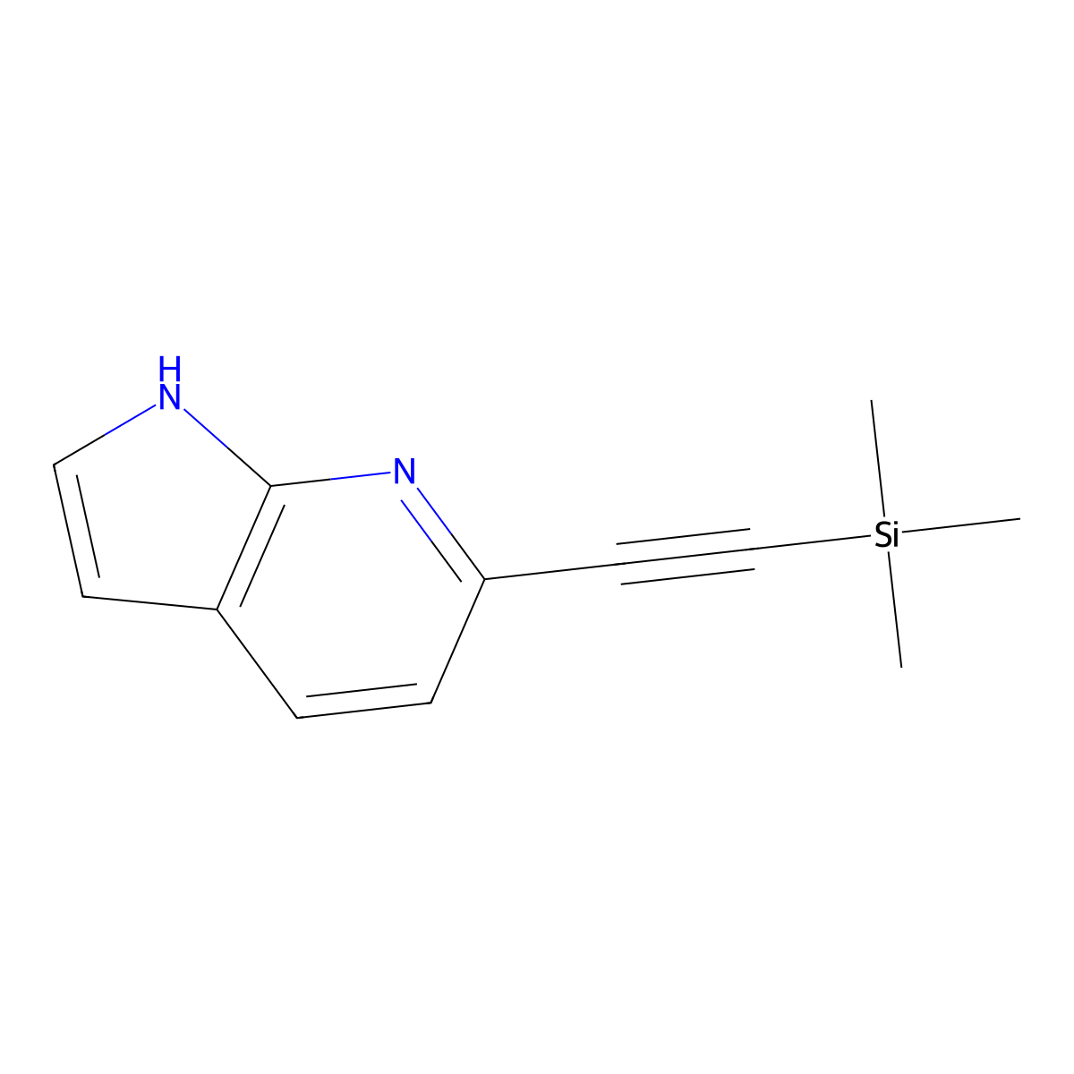 6-((trimethylsilyl)ethynyl)-1H-pyrrolo[2,3-b]pyridine molecular structure, CAS 2602549-63-1