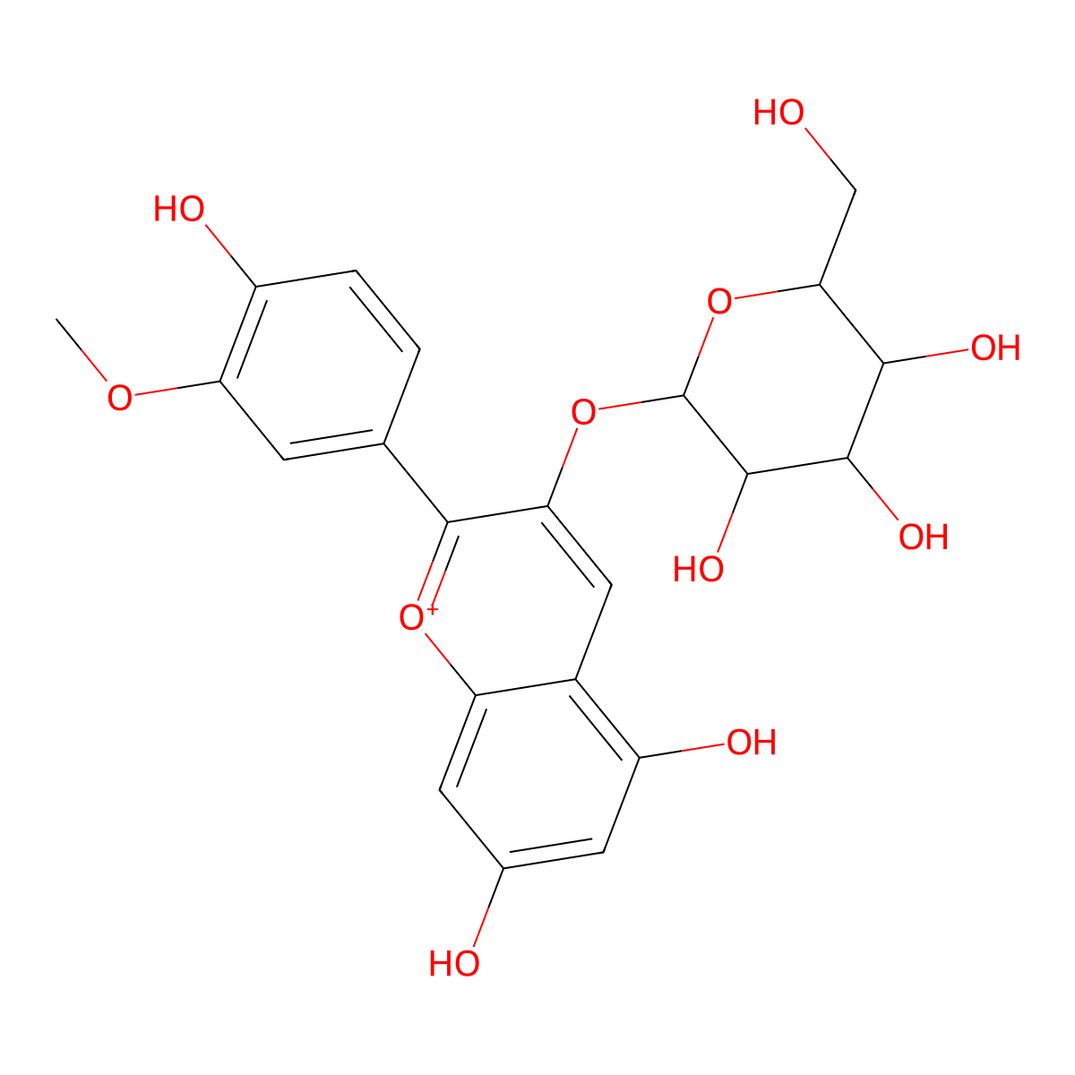 Peonidin 3-o-galactoside molecular structure, CAS 260256-26-6