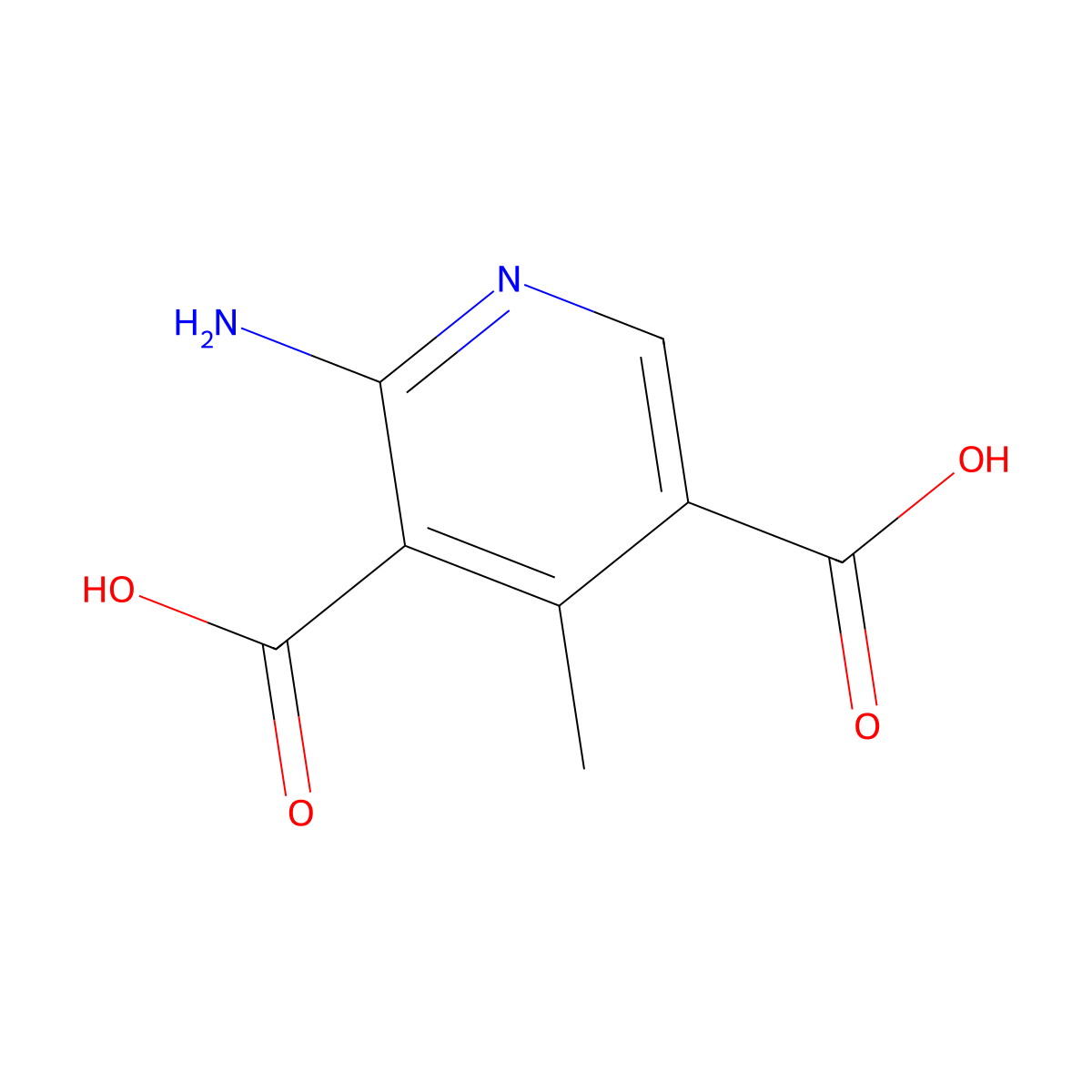 2-Amino-4-methylpyridine-3,5-dicarboxylic acid molecular structure, CAS 2602564-61-2