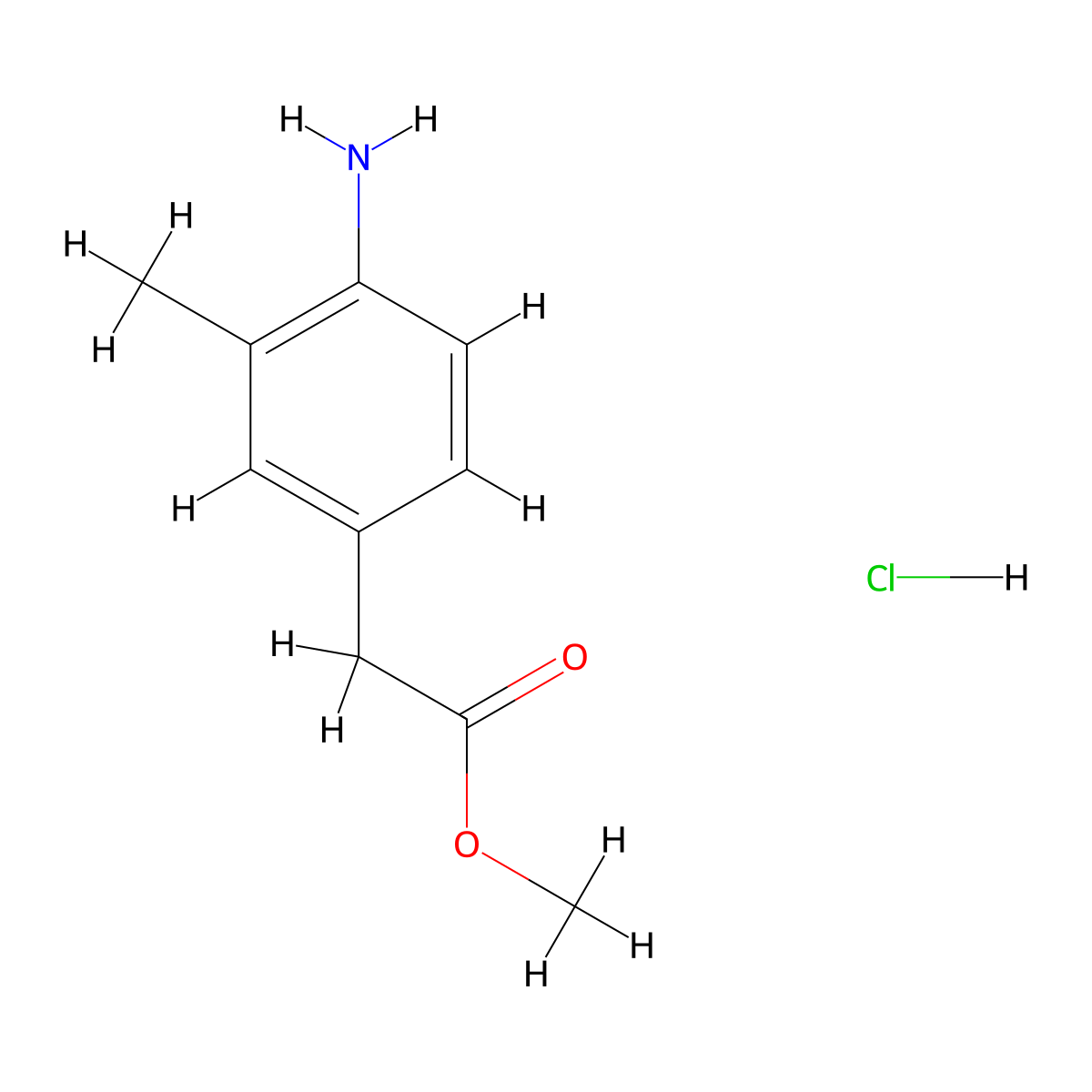 Methyl 2-(4-amino-3-methylphenyl)acetate hydrochloride molecular structure, CAS 2602564-68-9