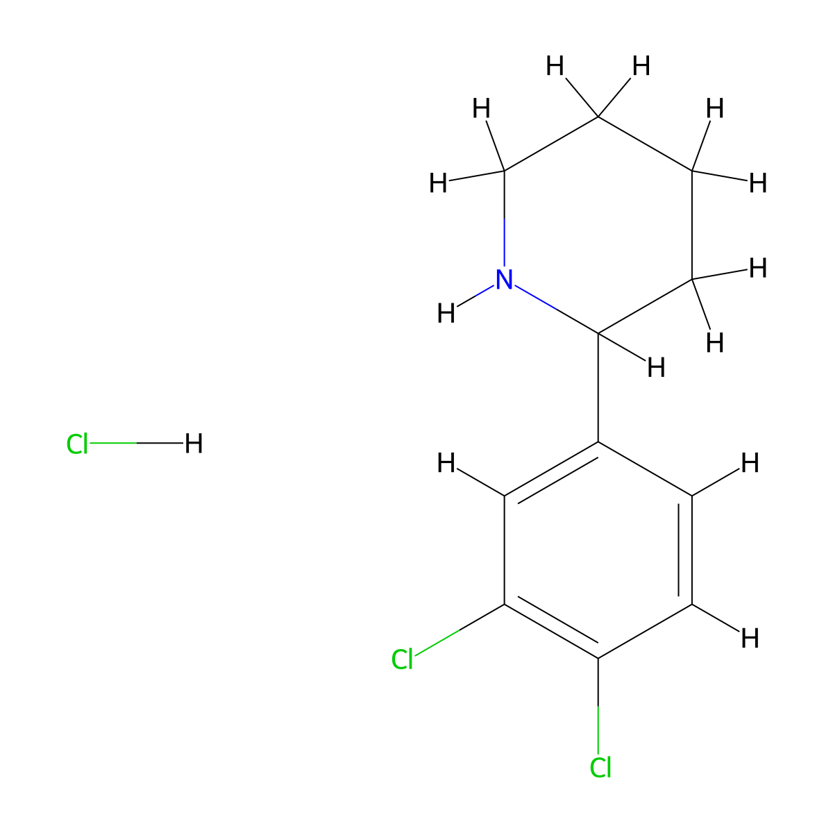 2-(3,4-Dichlorophenyl)piperidine hydrochloride molecular structure, CAS 2602564-69-0