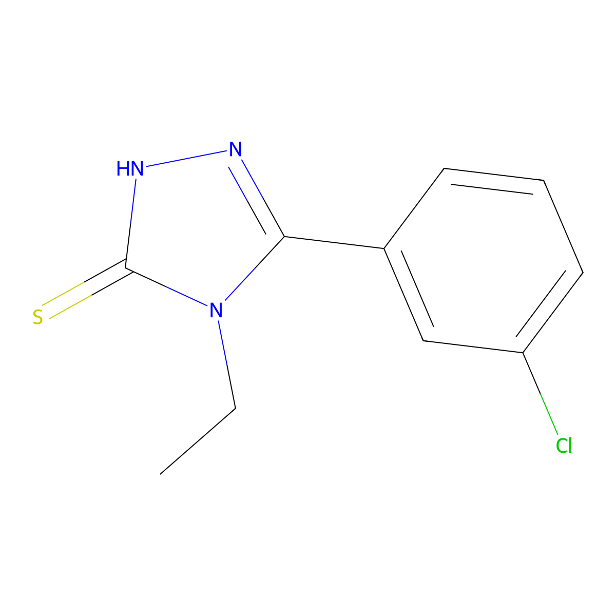 5-(3-chlorophenyl)-4-ethyl-4H-1,2,4-triazole-3-thiol molecular structure, CAS 26028-63-7