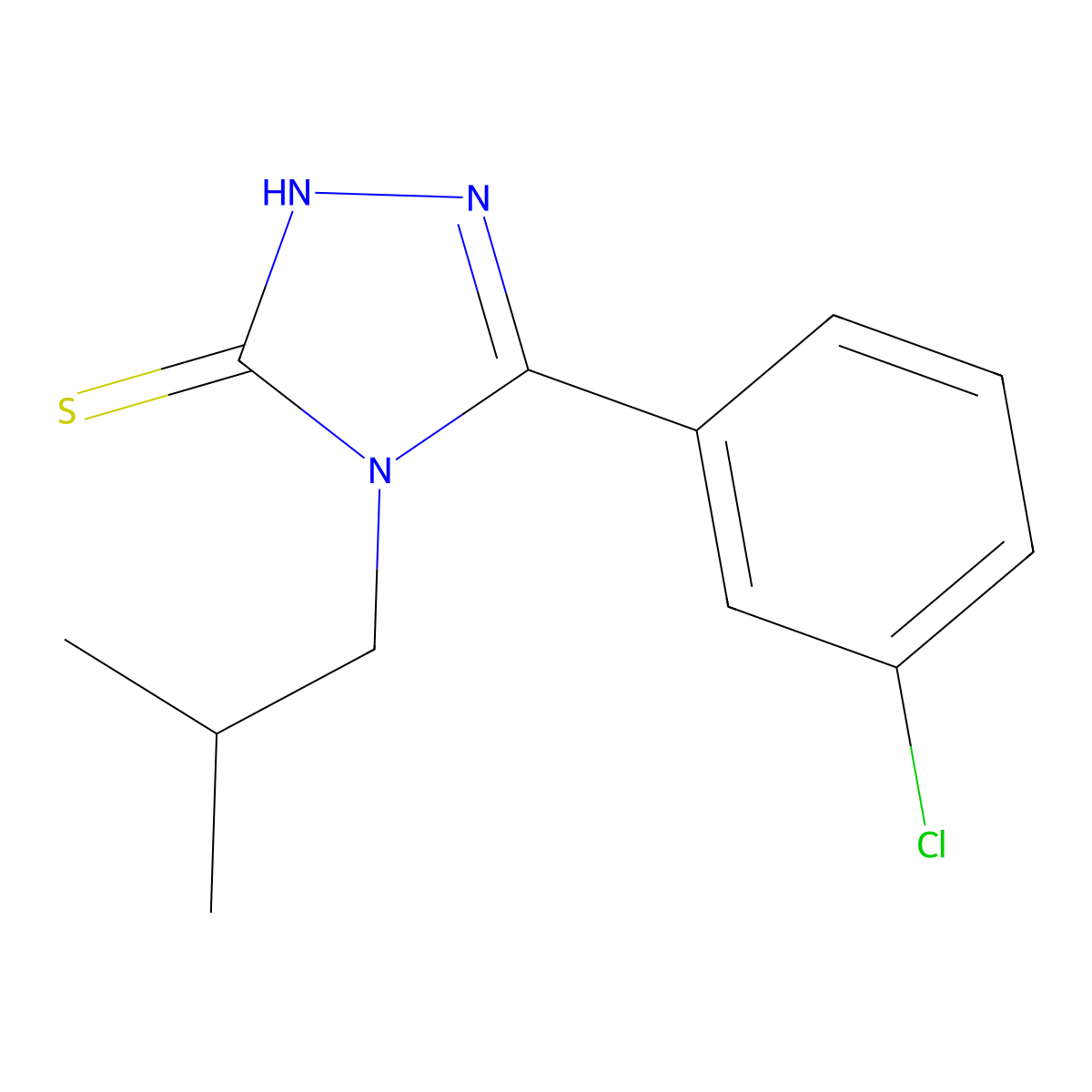 5-(3-Chlorophenyl)-4-isobutyl-4H-1,2,4-triazole-3-thiol molecular structure, CAS 26028-64-8