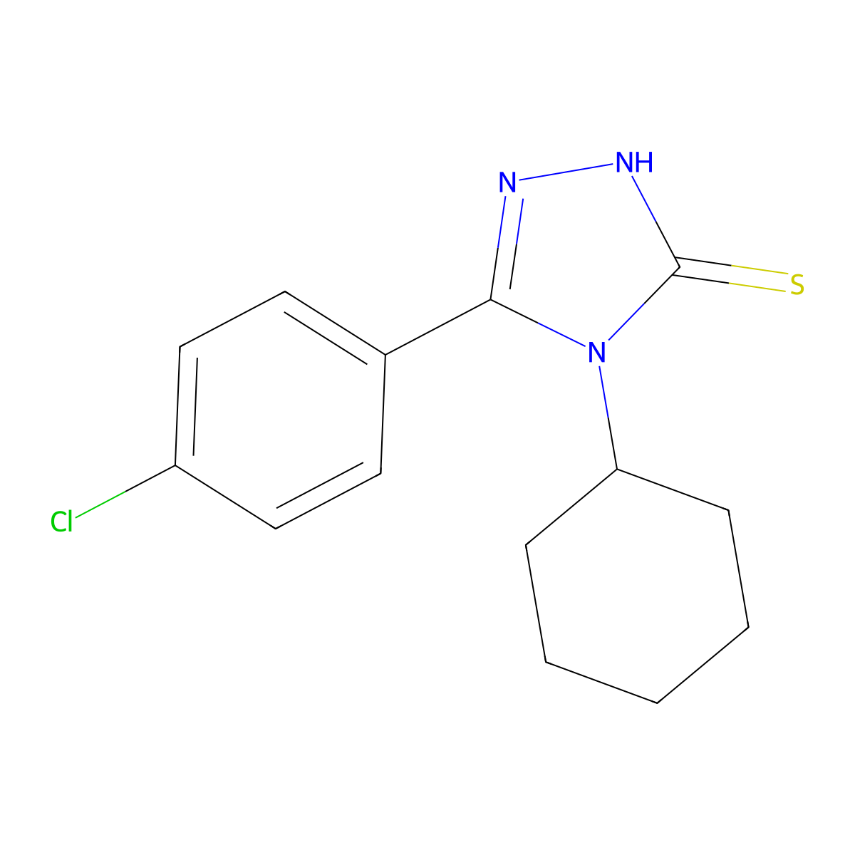 3-(4-chlorophenyl)-4-cyclohexyl-1H-1,2,4-triazole-5-thione molecular structure, CAS 26028-67-1