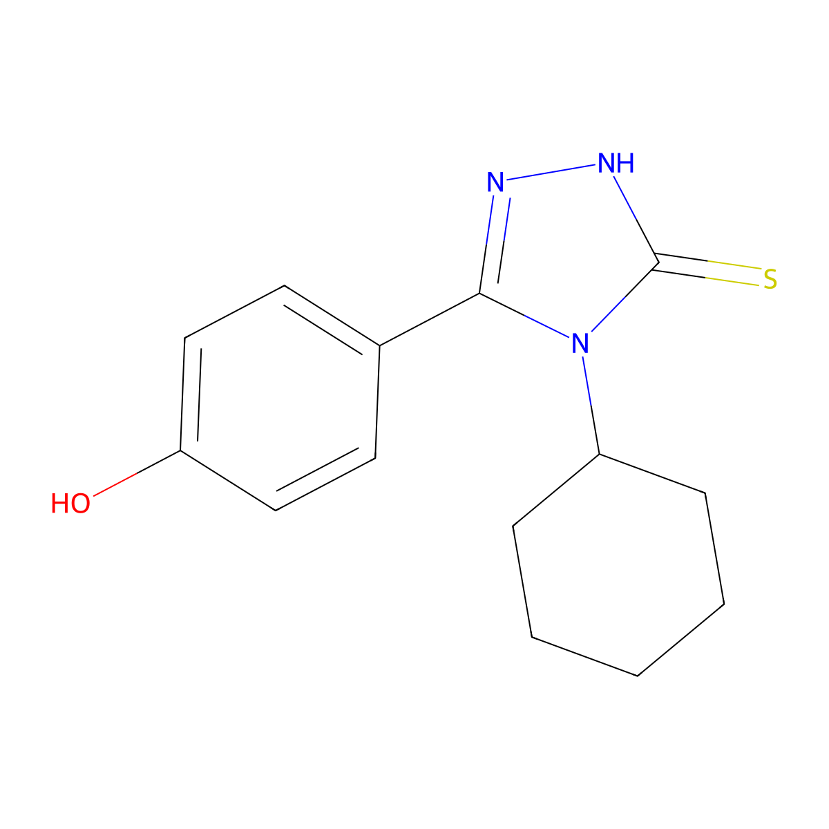 4-(4-cyclohexyl-5-sulfanyl-4H-1,2,4-triazol-3-yl)phenol molecular structure, CAS 26028-87-5