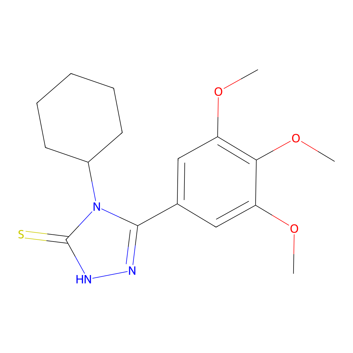4-Cyclohexyl-5-(3,4,5-trimethoxy-phenyl)-4h-[1,2,4]triazole-3-thiol molecular structure, CAS 26028-97-7