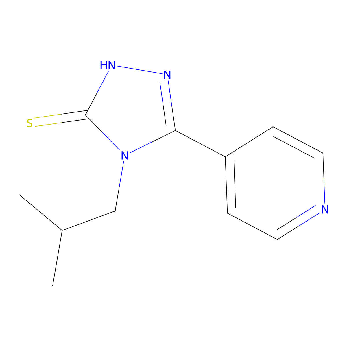 4-(2-methylpropyl)-5-(pyridin-4-yl)-4H-1,2,4-triazole-3-thiol molecular structure, CAS 26029-02-7
