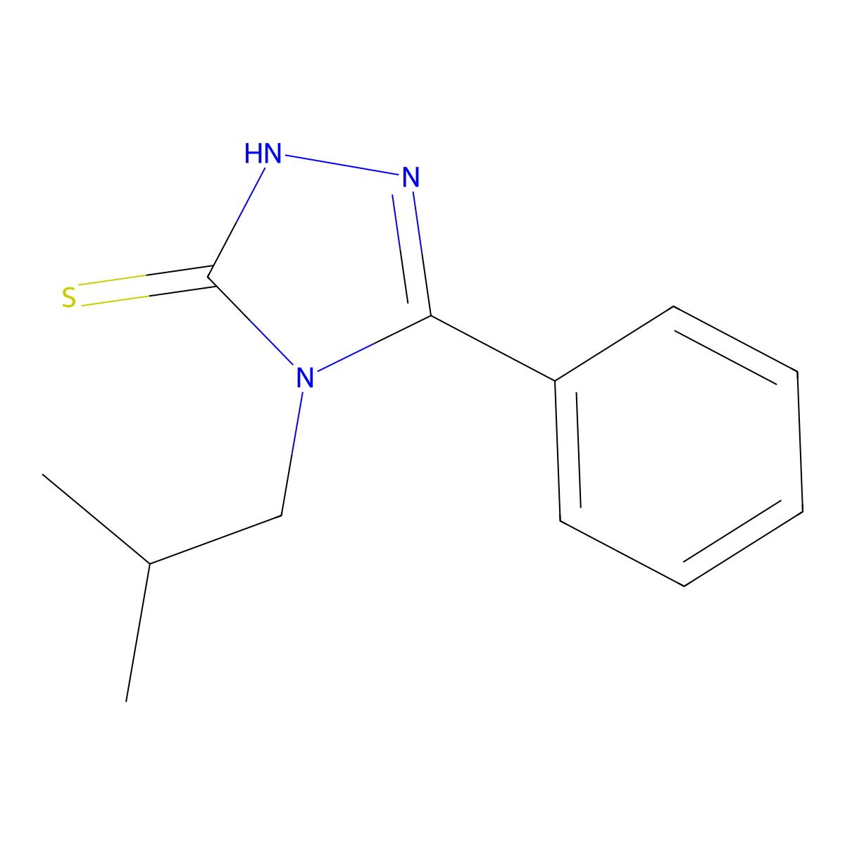4-Isobutyl-5-phenyl-4H-1,2,4-triazol-3-ylhydrosulfide molecular structure, CAS 26029-10-7