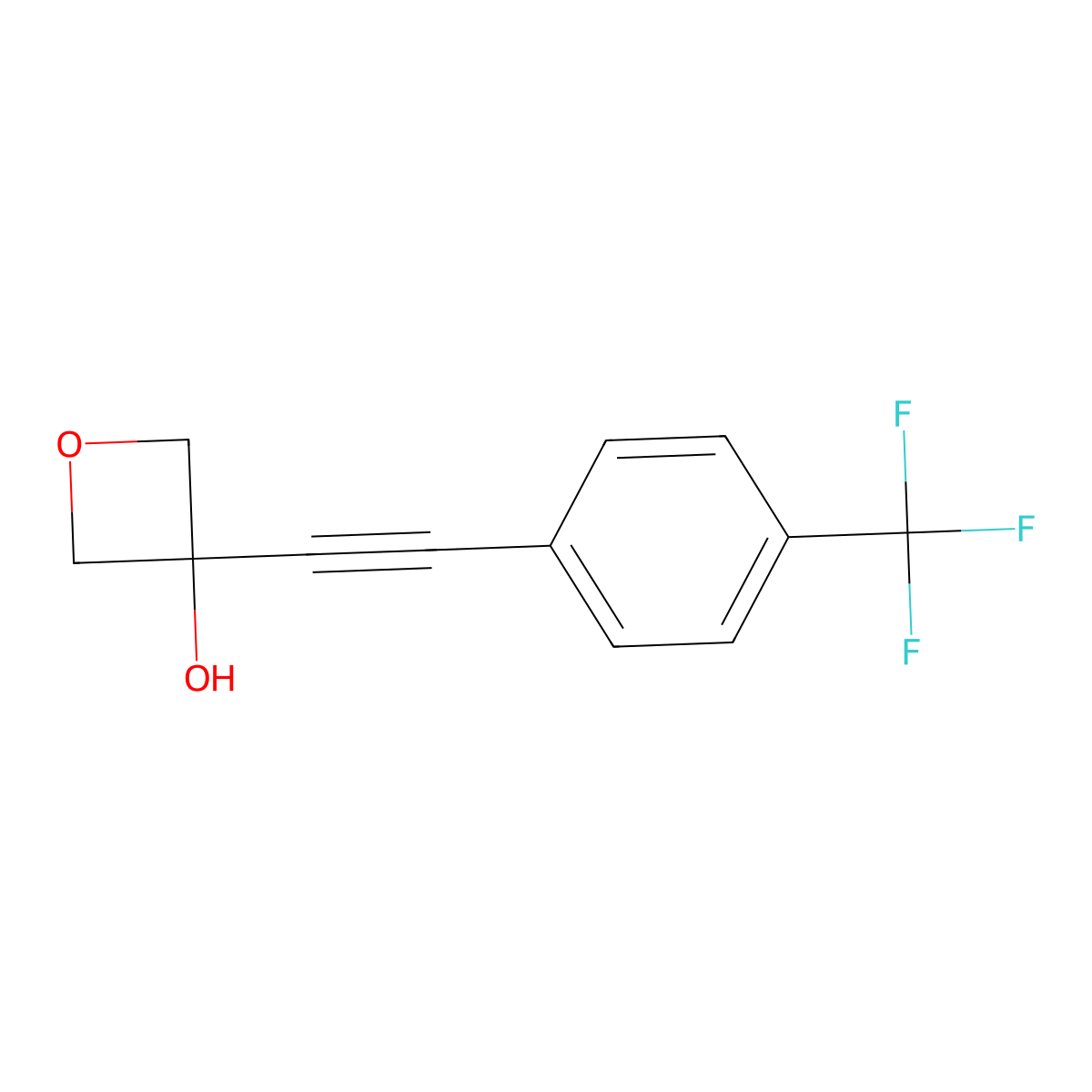3-[2-[4-(Trifluoromethyl)phenyl]ethynyl]-3-oxetanol molecular structure, CAS 2602935-79-3