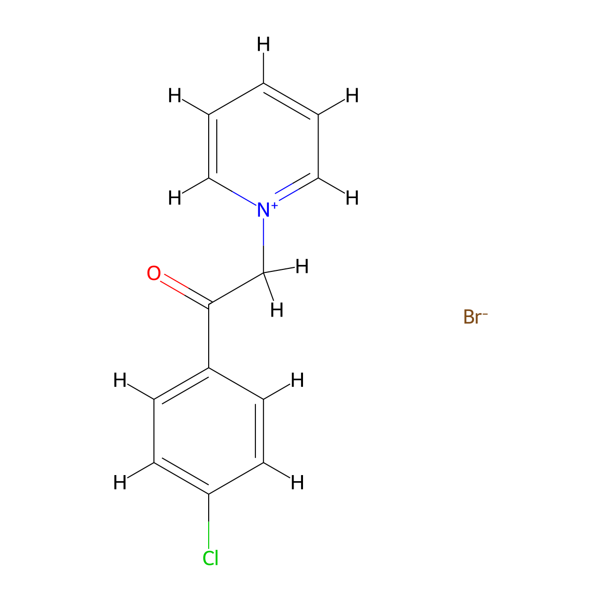 1-[2-(4-Chlorophenyl)-2-oxoethyl]pyridin-1-ium bromide molecular structure, CAS 26031-66-3