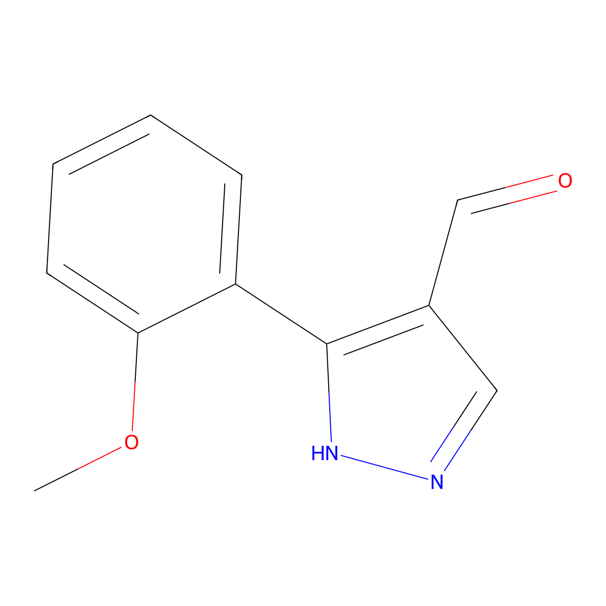 3-(2-Methoxyphenyl)-1H-pyrazole-4-carboxaldehyde molecular structure, CAS 26033-21-6