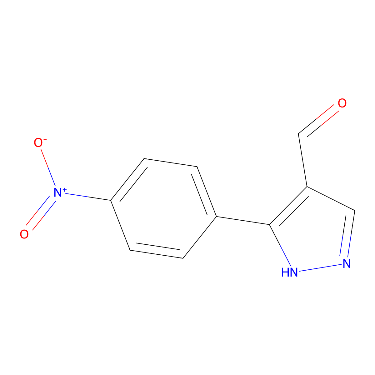 3-(4-nitrophenyl)-1H-pyrazole-4-carbaldehyde molecular structure, CAS 26033-23-8
