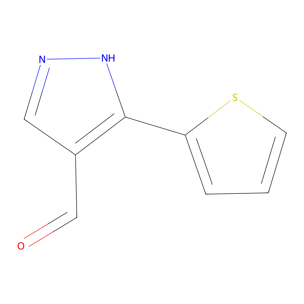 3-(thiophen-2-yl)-1H-pyrazole-4-carbaldehyde molecular structure, CAS 26033-27-2