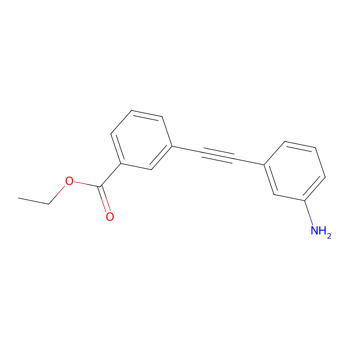 Ethyl 3-[2-(3-aminophenyl)ethynyl]benzoate molecular structure, CAS 2603446-46-2