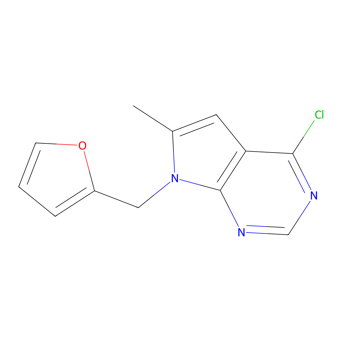 4-Chloro-7-(furan-2-ylmethyl)-6-methyl-7H-pyrrolo[2,3-d]pyrimidine molecular structure, CAS 26035-90-5