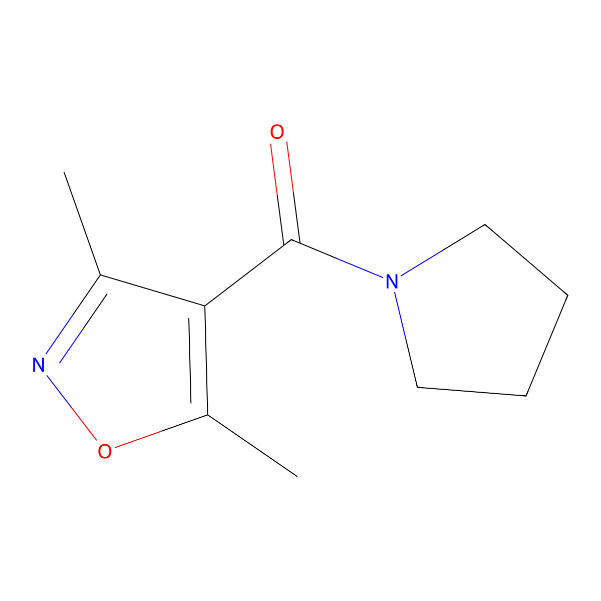 (3,5-Dimethyl-4-isoxazolyl)(1-pyrrolidinyl)methanone molecular structure, CAS 260355-00-8