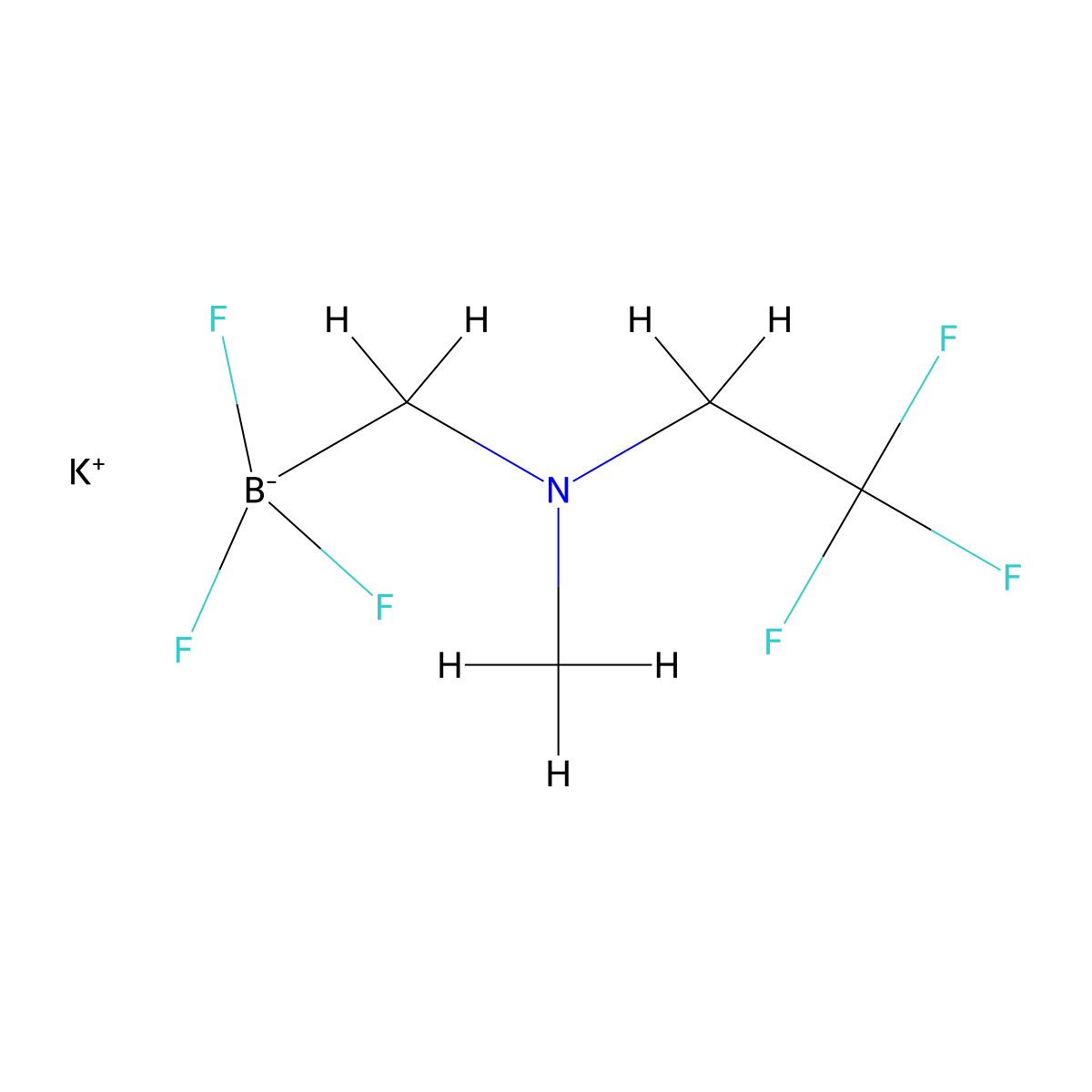 Potassium trifluoro(((methyl(2,2,2-trifluoroethyl)amino)methyl))boranuide molecular structure, CAS 2603583-37-3