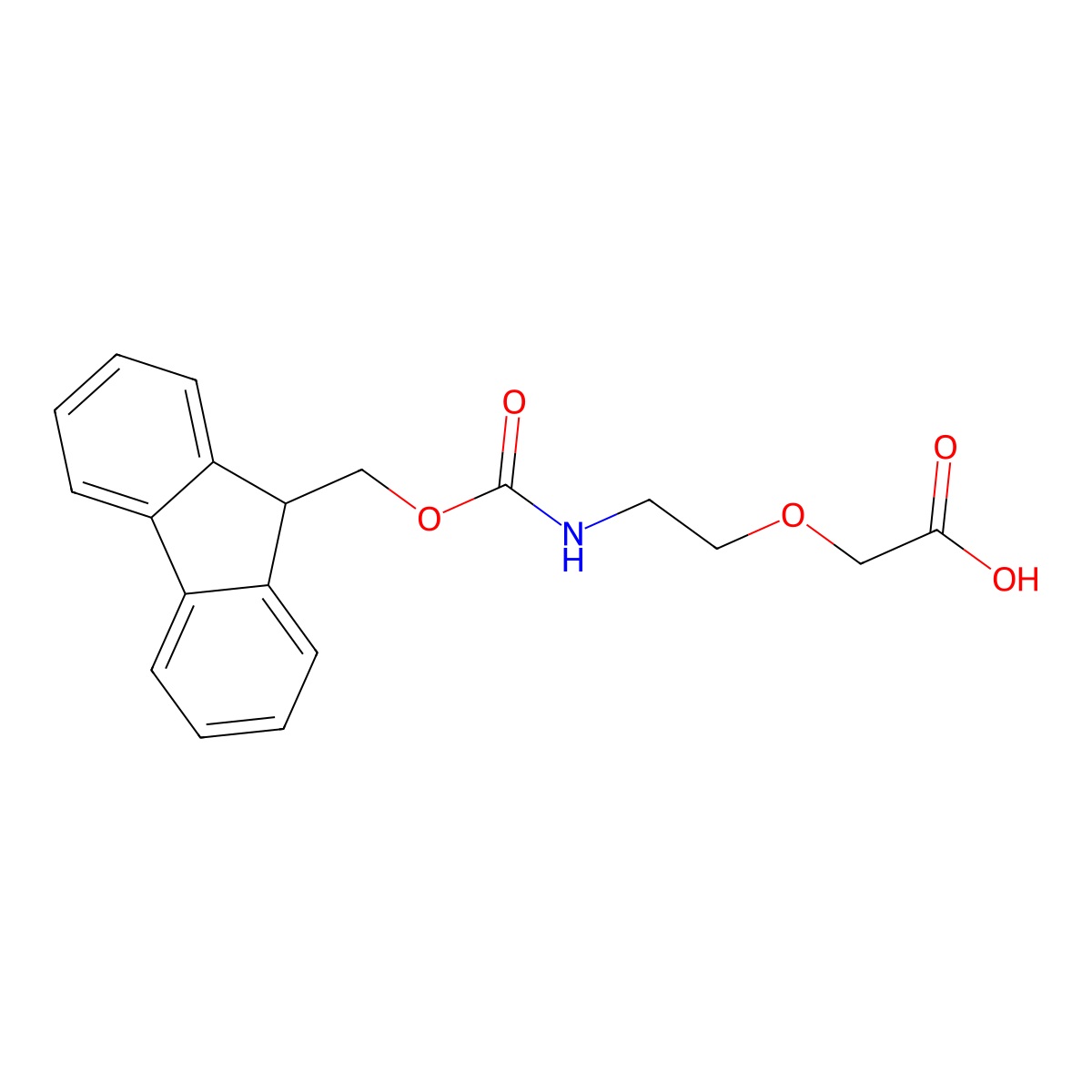 2-(2-((((9H-fluoren-9-yl)methoxy)carbonyl)amino)ethoxy)acetic acid molecular structure, CAS 260367-12-2