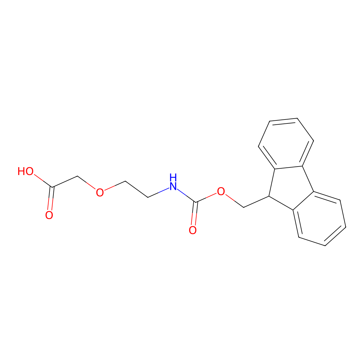 2-(2-((((9H-fluoren-9-yl)methoxy)carbonyl)amino)ethoxy)acetic acid molecular structure, CAS 260367-12-2