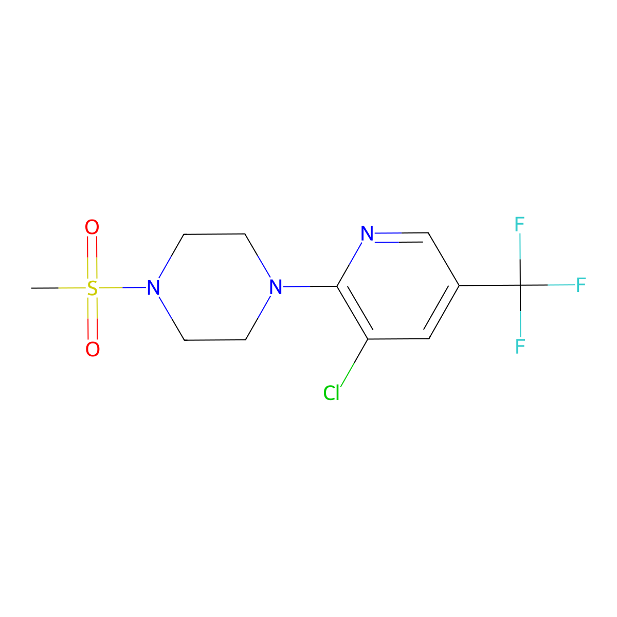 1-[3-Chloro-5-(trifluoromethyl)pyridin-2-yl]-4-methylsulfonylpiperazine molecular structure, CAS 260368-03-4