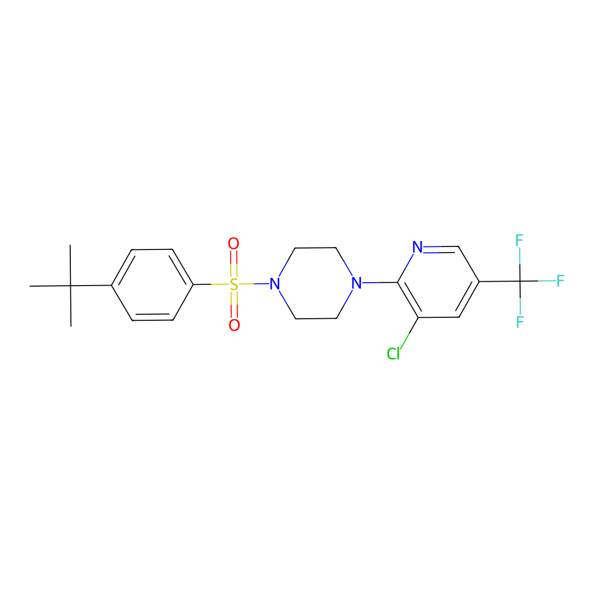 1-(4-Tert-butylphenyl)sulfonyl-4-[3-chloro-5-(trifluoromethyl)pyridin-2-yl]piperazine molecular structure, CAS 260368-22-7