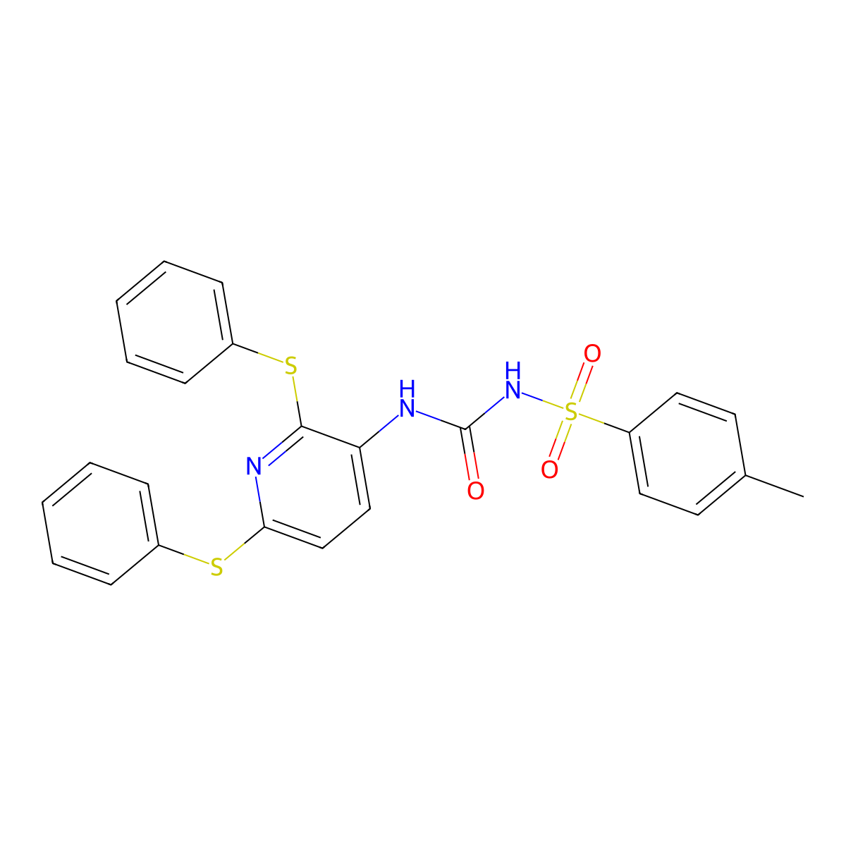 N-(2,6-Bis(Phenylthio)pyridin-3-yl)-N'-p-toluenesulfonylurea molecular structure, CAS 260392-16-3