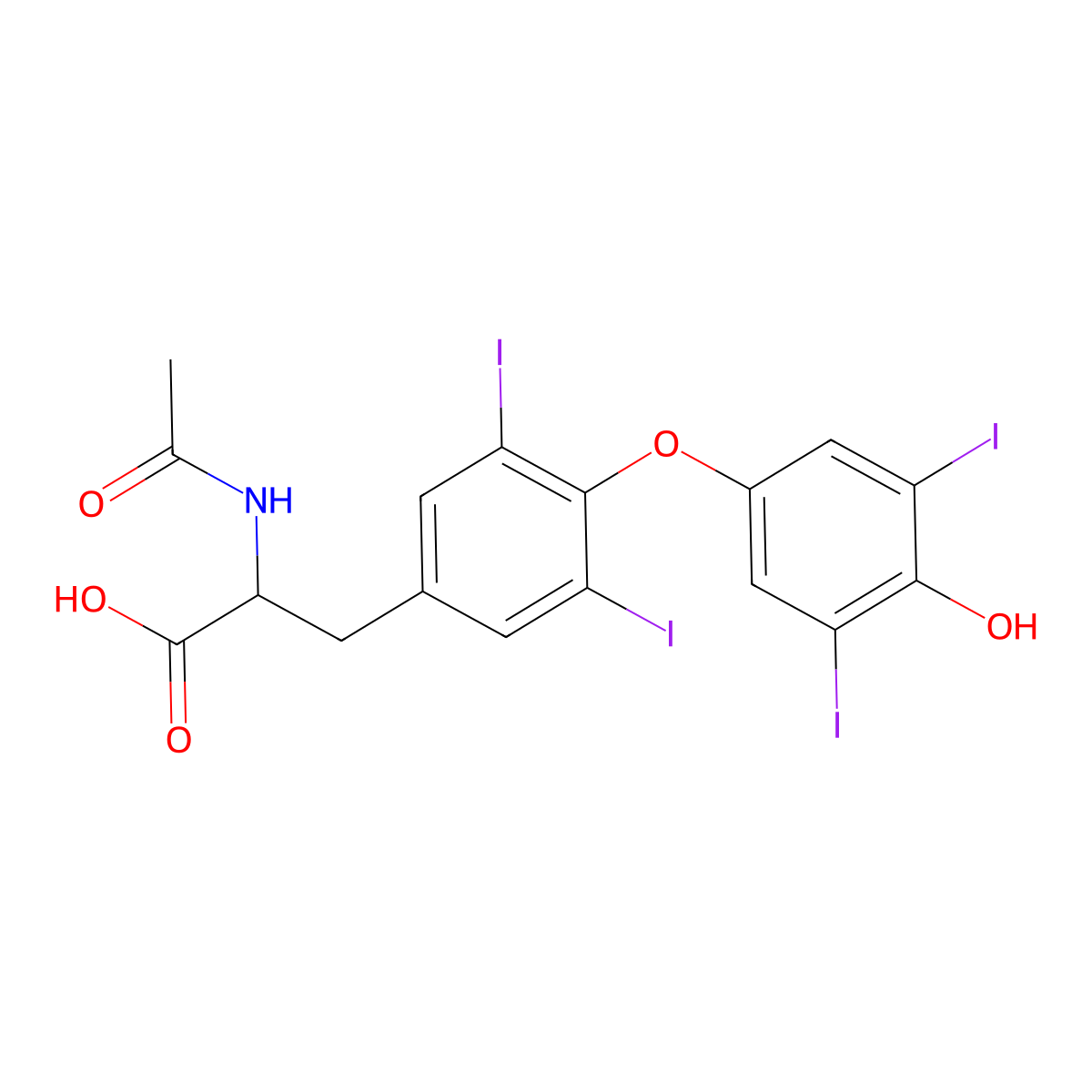 N-Acetylthyroxine molecular structure, CAS 26041-51-0