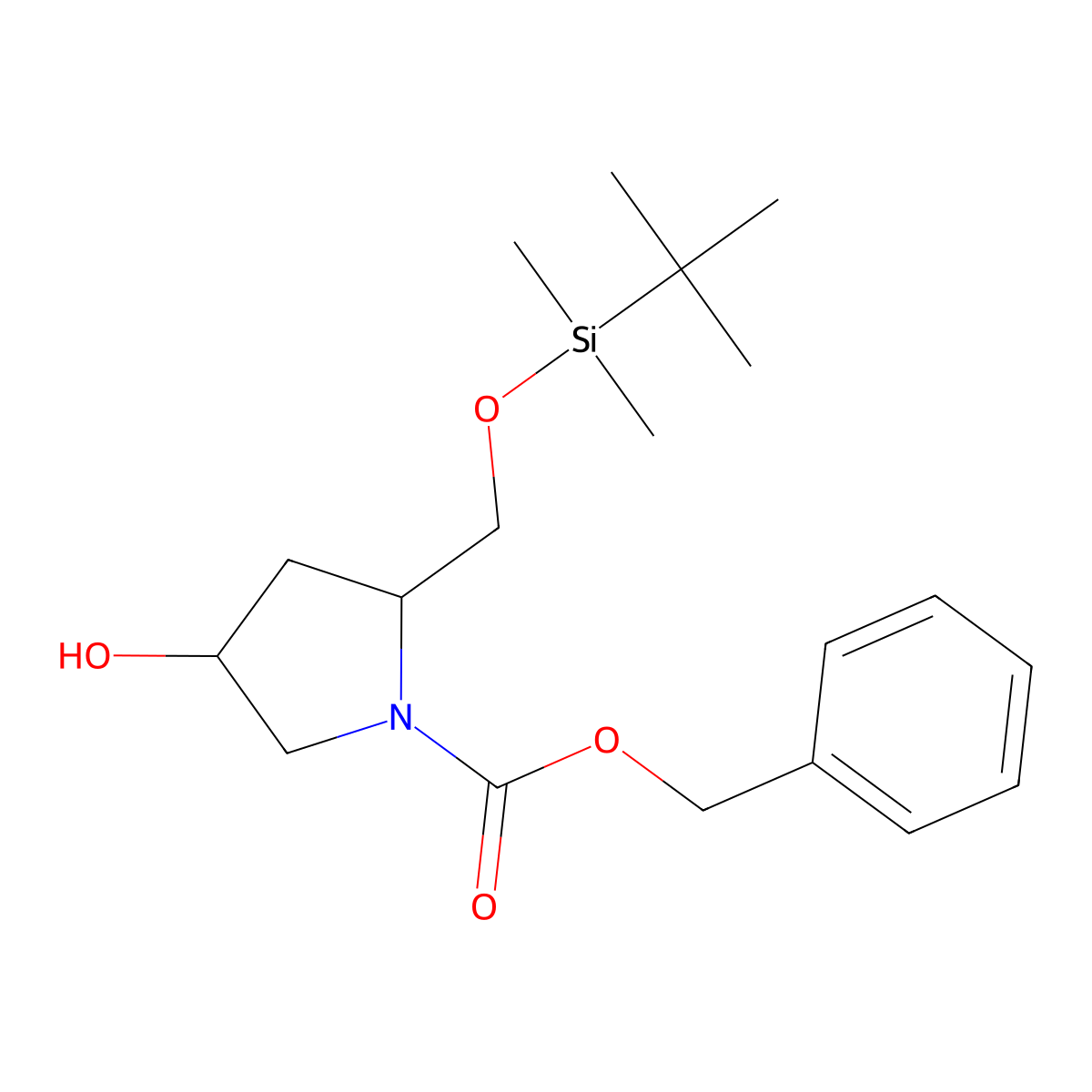 benzyl (2S,4R)-2-{[(tert-butyldimethylsilyl)oxy]methyl}-4-hydroxypyrrolidine-1-carboxylate molecular structure, CAS 260417-93-4