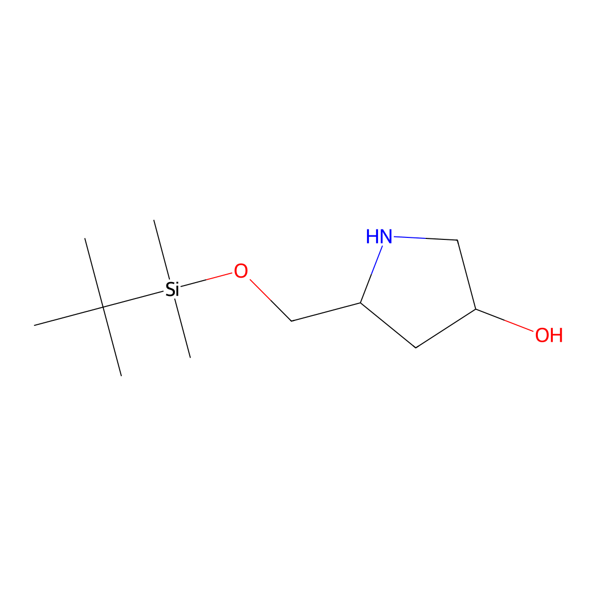 (3R,5S)-5-(((tert-Butyldimethylsilyl)oxy)methyl)pyrrolidin-3-ol molecular structure, CAS 260417-94-5