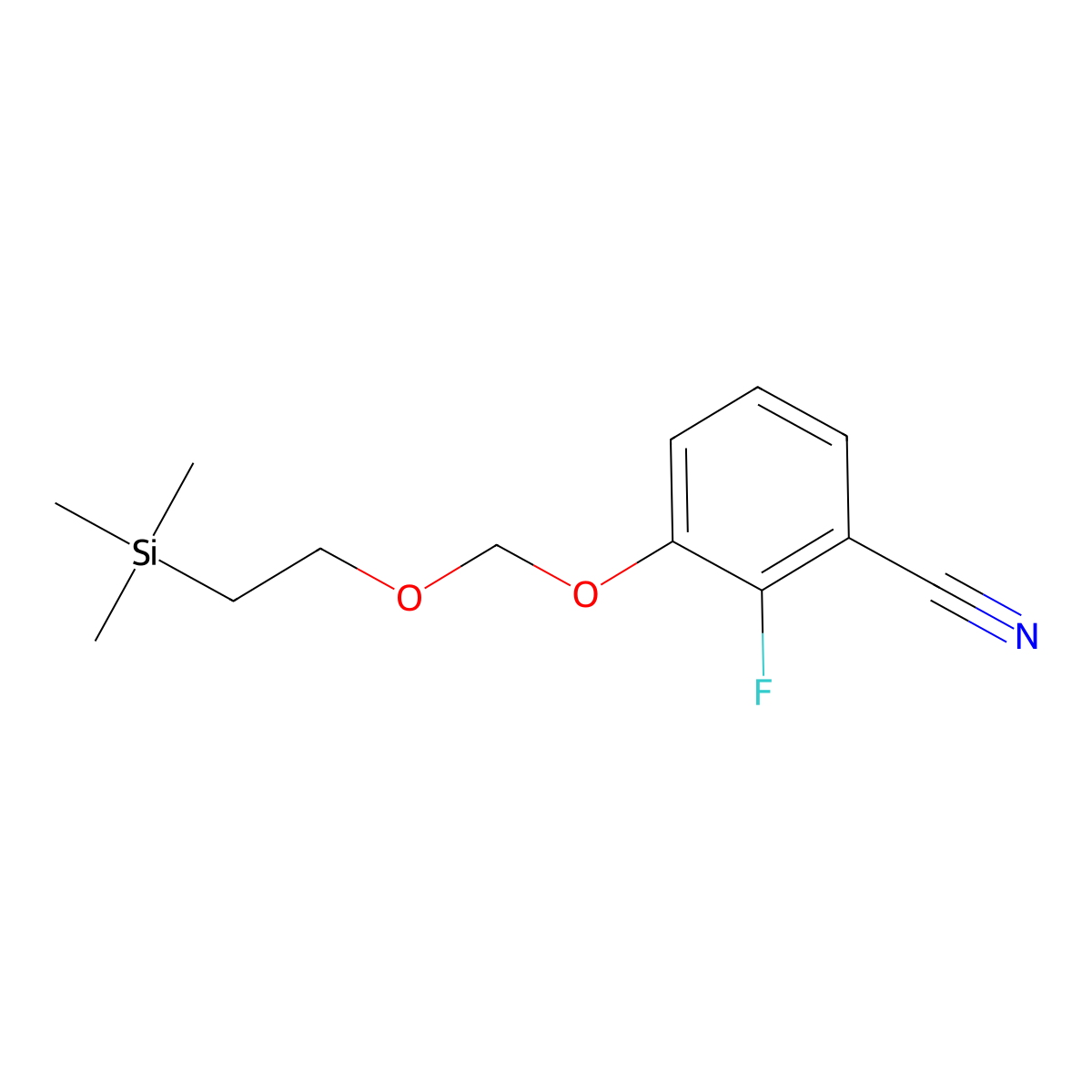 2-Fluoro-3-[[2-(trimethylsilyl)ethoxy]methoxy]benzonitrile molecular structure, CAS 2604175-96-2